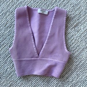 Aritzia Sculpt Knit Deep V Tank (Color: Lavender Purple)